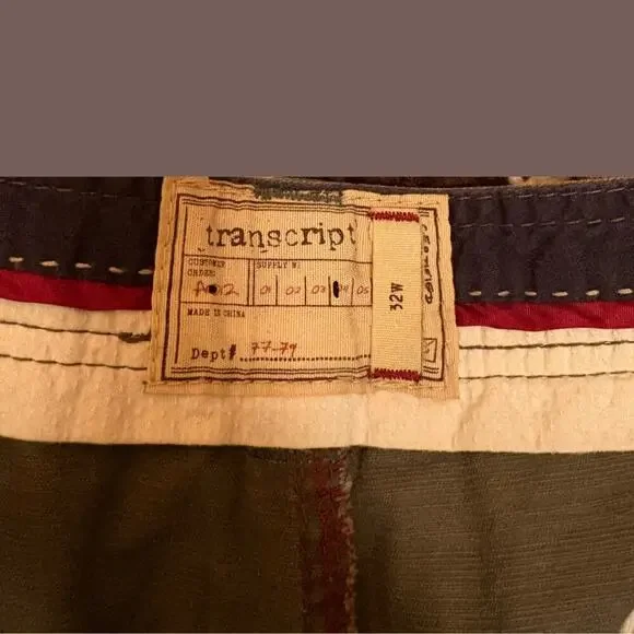Vintage Transcript Men’s Olive Green Distressed Cargo Shorts Size 32W - Picture 4 of 4